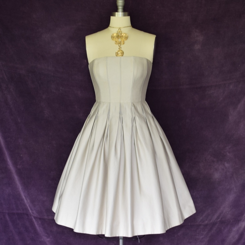 Calvin Kline Khaki full skirt pleated party dress - Picture 4 of 8